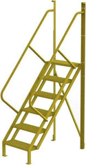 TRI-ARC - 102" 6 Step Configurable Crossover Ladder - 50° Incline, 1,000 Lb Capacity, 60" Platform Height, 30" Base Width x 52-1/2" Base Depth, Serrated - Eagle Tool & Supply
