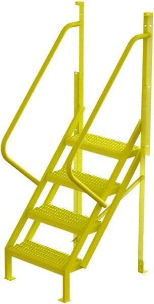 TRI-ARC - 82" 4 Step Configurable Crossover Ladder - 50° Incline, 1,000 Lb Capacity, 40" Platform Height, 30" Base Width x 35-1/2" Base Depth, Serrated - Eagle Tool & Supply
