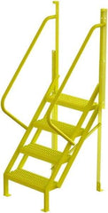 TRI-ARC - 82" 4 Step Configurable Crossover Ladder - 50° Incline, 1,000 Lb Capacity, 40" Platform Height, 30" Base Width x 35-1/2" Base Depth, Serrated - Eagle Tool & Supply