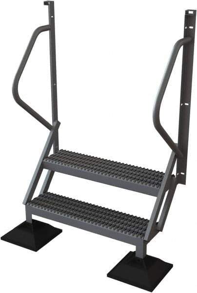 TRI-ARC - 62" 2 Step Configurable Rooftop Ladder - 50° Incline, 500 Lb Capacity, 20" Platform Height, 46-1/4" Base Width x 20" Base Depth, Serrated - Eagle Tool & Supply