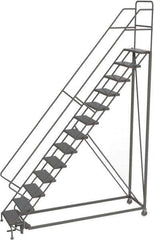 TRI-ARC - 166" 13 Step Configurable Rolling Ladder - 56° Incline, 450 Lb Capacity, 130" Platform Height, 39" Base Width x 97" Base Depth, Perforated Tread - Eagle Tool & Supply