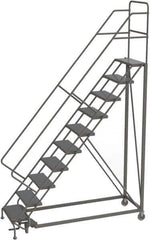 TRI-ARC - 136" 10 Step Configurable Rolling Ladder - 56° Incline, 450 Lb Capacity, 100" Platform Height, 35" Base Width x 76" Base Depth, Perforated Tread - Eagle Tool & Supply