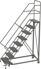 TRI-ARC - 116" 8 Step Configurable Rolling Ladder - 56° Incline, 450 Lb Capacity, 80" Platform Height, 35" Base Width x 64" Base Depth, Perforated Tread - Eagle Tool & Supply