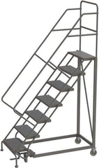 TRI-ARC - 106" 7 Step Configurable Rolling Ladder - 56° Incline, 450 Lb Capacity, 70" Platform Height, 35" Base Width x 56" Base Depth, Perforated Tread - Eagle Tool & Supply