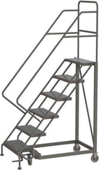TRI-ARC - 96" 6 Step Configurable Rolling Ladder - 56° Incline, 450 Lb Capacity, 60" Platform Height, 35" Base Width x 49" Base Depth, Perforated Tread - Eagle Tool & Supply