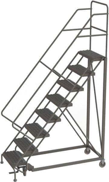 TRI-ARC - 116" 8 Step Configurable Rolling Ladder - 56° Incline, 450 Lb Capacity, 80" Platform Height, 35" Base Width x 64" Base Depth, Serrated - Eagle Tool & Supply