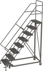 TRI-ARC - 116" 8 Step Configurable Rolling Ladder - 56° Incline, 450 Lb Capacity, 80" Platform Height, 35" Base Width x 64" Base Depth, Serrated - Eagle Tool & Supply