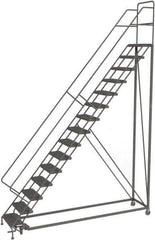 TRI-ARC - 186" 15 Step Configurable Rolling Ladder - 56° Incline, 450 Lb Capacity, 150" Platform Height, 39" Base Width x 111" Base Depth, Serrated - Eagle Tool & Supply