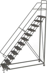 TRI-ARC - 156" 12 Step Configurable Rolling Ladder - 50° Incline, 450 Lb Capacity, 120" Platform Height, 35" Base Width x 90" Base Depth, Serrated - Eagle Tool & Supply