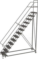 TRI-ARC - 166" 13 Step Configurable Rolling Ladder - 50° Incline, 450 Lb Capacity, 130" Platform Height, 39" Base Width x 97" Base Depth, Serrated - Eagle Tool & Supply