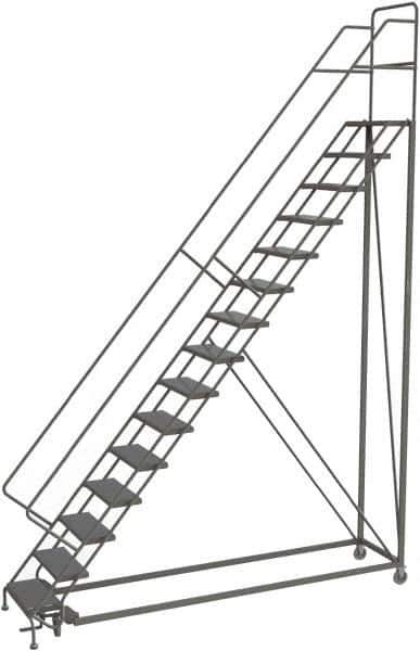 TRI-ARC - 186" 15 Step Configurable Rolling Ladder - 56° Incline, 450 Lb Capacity, 150" Platform Height, 39" Base Width x 111" Base Depth, Perforated Tread - Eagle Tool & Supply