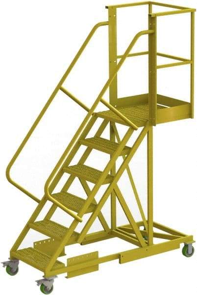 TRI-ARC - 102" 6 Step Configurable Cantilever Ladder - Supported, 300 Lb Capacity, 60" Platform Height, 30" Base Width x 72" Base Depth, Perforated Tread - Eagle Tool & Supply