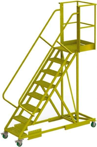 TRI-ARC - 122" 8 Step Configurable Cantilever Ladder - Supported, 300 Lb Capacity, 80" Platform Height, 30" Base Width x 89" Base Depth, Perforated Tread - Eagle Tool & Supply