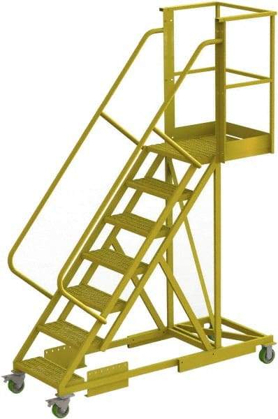 TRI-ARC - 112" 7 Step Configurable Cantilever Ladder - Supported, 300 Lb Capacity, 70" Platform Height, 30" Base Width x 81" Base Depth, Perforated Tread - Eagle Tool & Supply