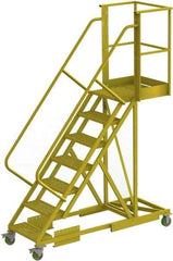 TRI-ARC - 112" 7 Step Configurable Cantilever Ladder - Supported, 300 Lb Capacity, 70" Platform Height, 30" Base Width x 81" Base Depth, Perforated Tread - Eagle Tool & Supply