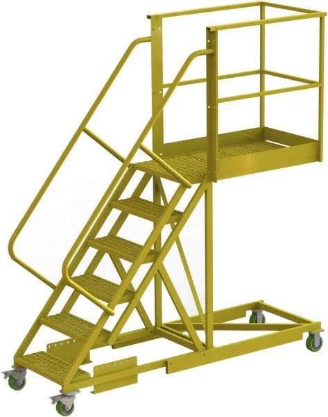 TRI-ARC - 102" 6 Step Configurable Cantilever Ladder - Supported, 300 Lb Capacity, 60" Platform Height, 30" Base Width x 92" Base Depth, Serrated - Eagle Tool & Supply