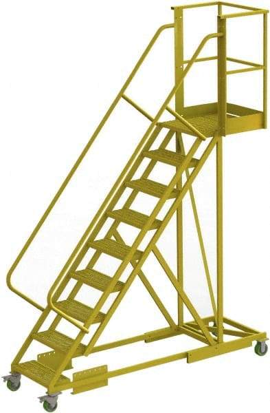 TRI-ARC - 132" 9 Step Configurable Cantilever Ladder - Supported, 300 Lb Capacity, 90" Platform Height, 30" Base Width x 97" Base Depth, Perforated Tread - Eagle Tool & Supply
