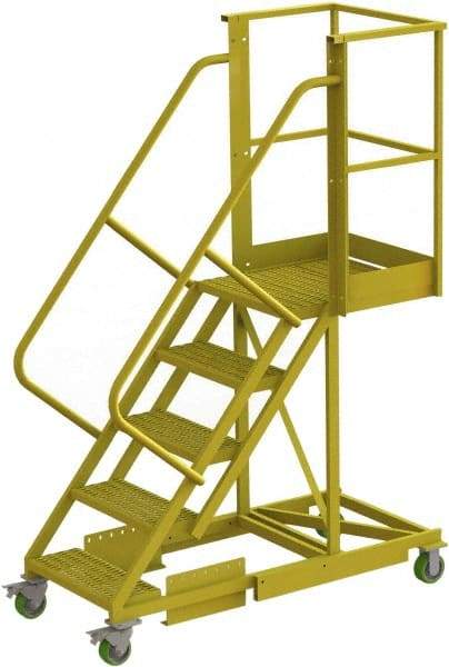 TRI-ARC - 92" 5 Step Configurable Cantilever Ladder - Supported, 300 Lb Capacity, 50" Platform Height, 30" Base Width x 64" Base Depth, Serrated - Eagle Tool & Supply