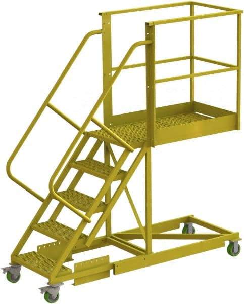 TRI-ARC - 92" 5 Step Configurable Cantilever Ladder - Supported, 300 Lb Capacity, 50" Platform Height, 30" Base Width x 84" Base Depth, Serrated - Eagle Tool & Supply