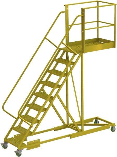 TRI-ARC - 132" 9 Step Configurable Cantilever Ladder - Supported, 300 Lb Capacity, 90" Platform Height, 30" Base Width x 117" Base Depth, Perforated Tread - Eagle Tool & Supply
