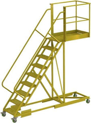 TRI-ARC - 132" 9 Step Configurable Cantilever Ladder - Supported, 300 Lb Capacity, 90" Platform Height, 30" Base Width x 117" Base Depth, Perforated Tread - Eagle Tool & Supply
