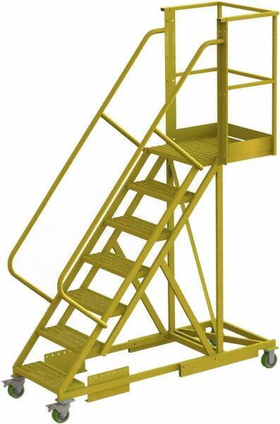 TRI-ARC - 112" 7 Step Configurable Cantilever Ladder - Supported, 300 Lb Capacity, 70" Platform Height, 30" Base Width x 81" Base Depth, Serrated - Eagle Tool & Supply