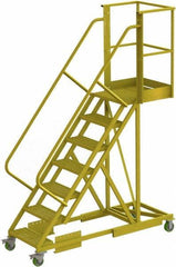TRI-ARC - 112" 7 Step Configurable Cantilever Ladder - Supported, 300 Lb Capacity, 70" Platform Height, 30" Base Width x 81" Base Depth, Serrated - Eagle Tool & Supply