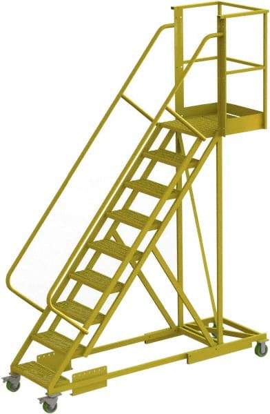 TRI-ARC - 132" 9 Step Configurable Cantilever Ladder - Supported, 300 Lb Capacity, 90" Platform Height, 30" Base Width x 97" Base Depth, Serrated - Eagle Tool & Supply