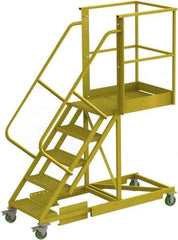 TRI-ARC - 92" 5 Step Configurable Cantilever Ladder - Supported, 300 Lb Capacity, 50" Platform Height, 30" Base Width x 74" Base Depth, Perforated Tread - Eagle Tool & Supply