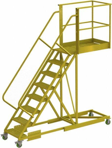 TRI-ARC - 122" 8 Step Configurable Cantilever Ladder - Supported, 300 Lb Capacity, 80" Platform Height, 30" Base Width x 109" Base Depth, Perforated Tread - Eagle Tool & Supply