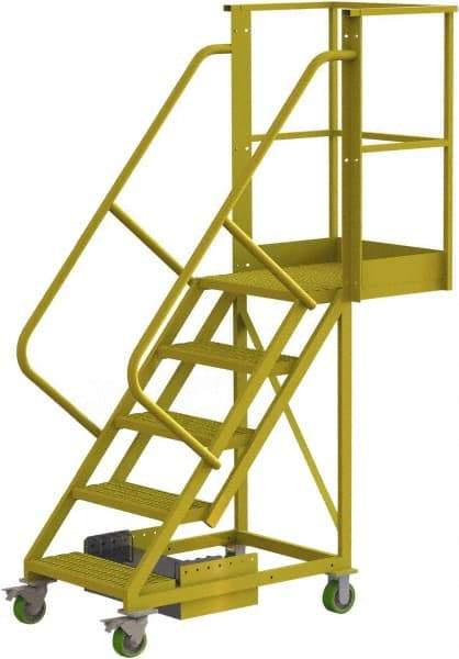 TRI-ARC - 92" 5 Step Configurable Cantilever Ladder - Unsupported, 300 Lb Capacity, 50" Platform Height, 30" Base Width x 64" Base Depth, Perforated Tread - Eagle Tool & Supply