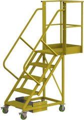 TRI-ARC - 92" 5 Step Configurable Cantilever Ladder - Unsupported, 300 Lb Capacity, 50" Platform Height, 30" Base Width x 64" Base Depth, Perforated Tread - Eagle Tool & Supply