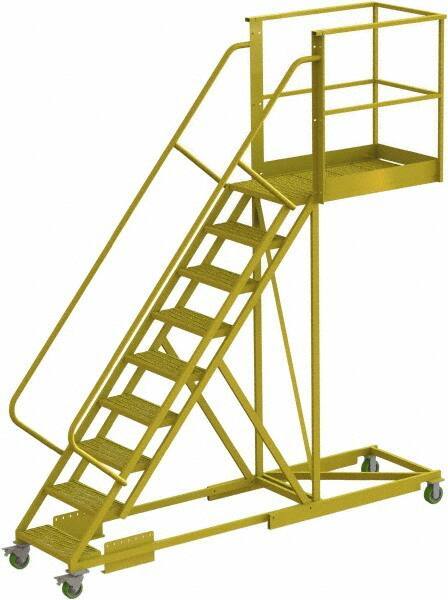 TRI-ARC - 132" 9 Step Configurable Cantilever Ladder - Supported, 300 Lb Capacity, 90" Platform Height, 30" Base Width x 117" Base Depth, Serrated - Eagle Tool & Supply