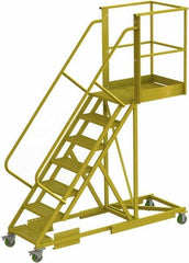 TRI-ARC - 112" 7 Step Configurable Cantilever Ladder - Supported, 300 Lb Capacity, 70" Platform Height, 30" Base Width x 91" Base Depth, Perforated Tread - Eagle Tool & Supply