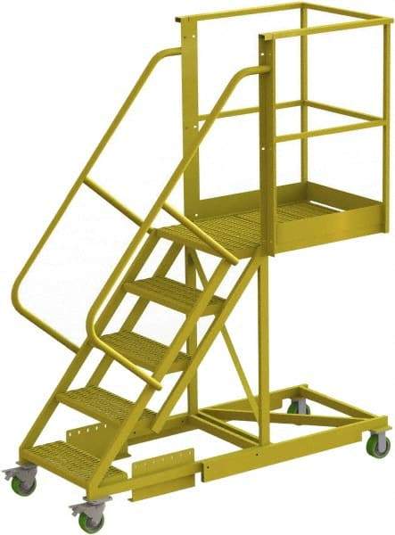 TRI-ARC - 92" 5 Step Configurable Cantilever Ladder - Supported, 300 Lb Capacity, 50" Platform Height, 30" Base Width x 74" Base Depth, Serrated - Eagle Tool & Supply