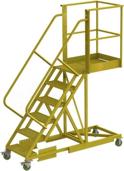 TRI-ARC - 102" 6 Step Configurable Cantilever Ladder - Supported, 300 Lb Capacity, 60" Platform Height, 30" Base Width x 82" Base Depth, Serrated - Eagle Tool & Supply