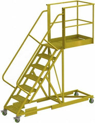 TRI-ARC - 112" 7 Step Configurable Cantilever Ladder - Supported, 300 Lb Capacity, 70" Platform Height, 30" Base Width x 101" Base Depth, Perforated Tread - Eagle Tool & Supply