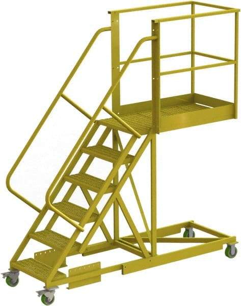 TRI-ARC - 102" 6 Step Configurable Cantilever Ladder - Supported, 300 Lb Capacity, 60" Platform Height, 30" Base Width x 92" Base Depth, Perforated Tread - Eagle Tool & Supply