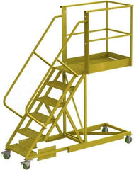 TRI-ARC - 102" 6 Step Configurable Cantilever Ladder - Supported, 300 Lb Capacity, 60" Platform Height, 30" Base Width x 92" Base Depth, Perforated Tread - Eagle Tool & Supply