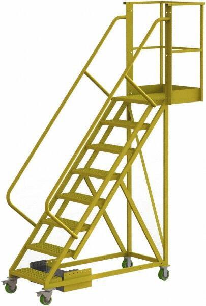 TRI-ARC - 122" 8 Step Configurable Cantilever Ladder - Unsupported, 300 Lb Capacity, 80" Platform Height, 30" Base Width x 89" Base Depth, Perforated Tread - Eagle Tool & Supply