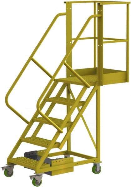 TRI-ARC - 92" 5 Step Configurable Cantilever Ladder - Unsupported, 300 Lb Capacity, 50" Platform Height, 30" Base Width x 64" Base Depth, Serrated - Eagle Tool & Supply