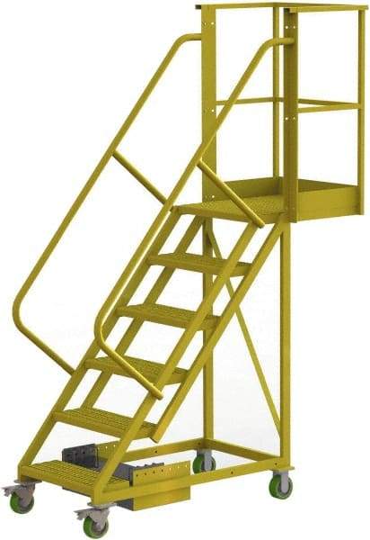 TRI-ARC - 102" 6 Step Configurable Cantilever Ladder - Unsupported, 300 Lb Capacity, 60" Platform Height, 30" Base Width x 72" Base Depth, Serrated - Eagle Tool & Supply