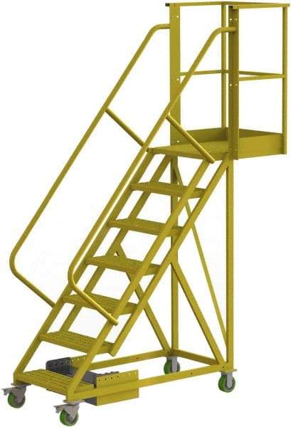 TRI-ARC - 112" 7 Step Configurable Cantilever Ladder - Unsupported, 300 Lb Capacity, 70" Platform Height, 30" Base Width x 81" Base Depth, Serrated - Eagle Tool & Supply