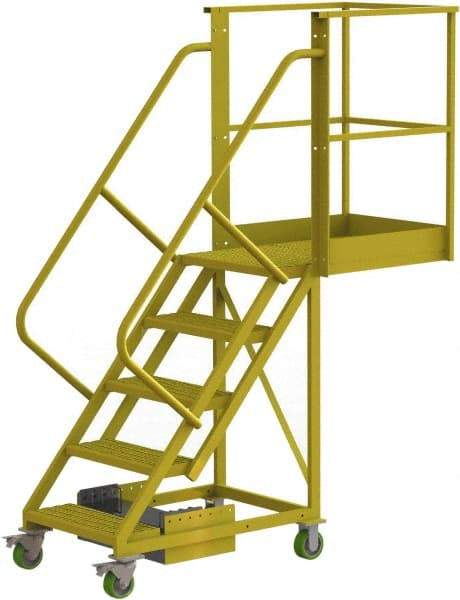 TRI-ARC - 92" 5 Step Configurable Cantilever Ladder - Unsupported, 300 Lb Capacity, 50" Platform Height, 30" Base Width x 74" Base Depth, Perforated Tread - Eagle Tool & Supply