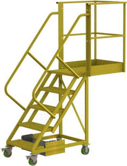 TRI-ARC - 92" 5 Step Configurable Cantilever Ladder - Unsupported, 300 Lb Capacity, 50" Platform Height, 30" Base Width x 74" Base Depth, Perforated Tread - Eagle Tool & Supply