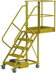 TRI-ARC - 92" 5 Step Configurable Cantilever Ladder - Unsupported, 300 Lb Capacity, 50" Platform Height, 30" Base Width x 74" Base Depth, Serrated - Eagle Tool & Supply