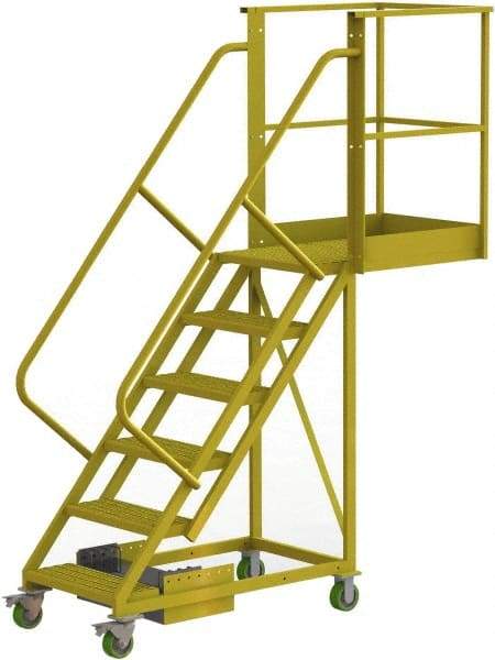 TRI-ARC - 102" 6 Step Configurable Cantilever Ladder - Unsupported, 300 Lb Capacity, 60" Platform Height, 30" Base Width x 82" Base Depth, Serrated - Eagle Tool & Supply