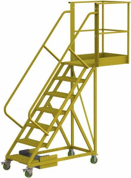 TRI-ARC - 112" 7 Step Configurable Cantilever Ladder - Unsupported, 300 Lb Capacity, 70" Platform Height, 30" Base Width x 91" Base Depth, Serrated - Eagle Tool & Supply