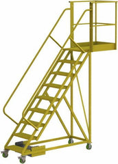TRI-ARC - 132" 9 Step Configurable Cantilever Ladder - Unsupported, 300 Lb Capacity, 90" Platform Height, 30" Base Width x 107" Base Depth, Serrated - Eagle Tool & Supply