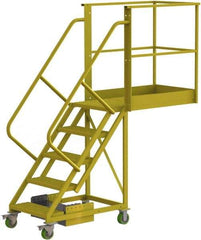 TRI-ARC - 92" 5 Step Configurable Cantilever Ladder - Unsupported, 300 Lb Capacity, 50" Platform Height, 30" Base Width x 84" Base Depth, Perforated Tread - Eagle Tool & Supply